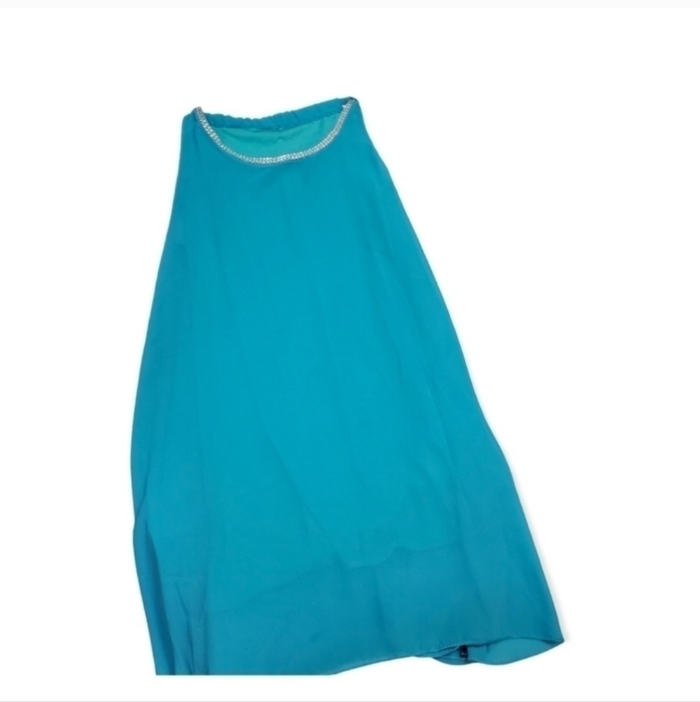 Bejeweled Turquoise Beach Asymmetric Dress